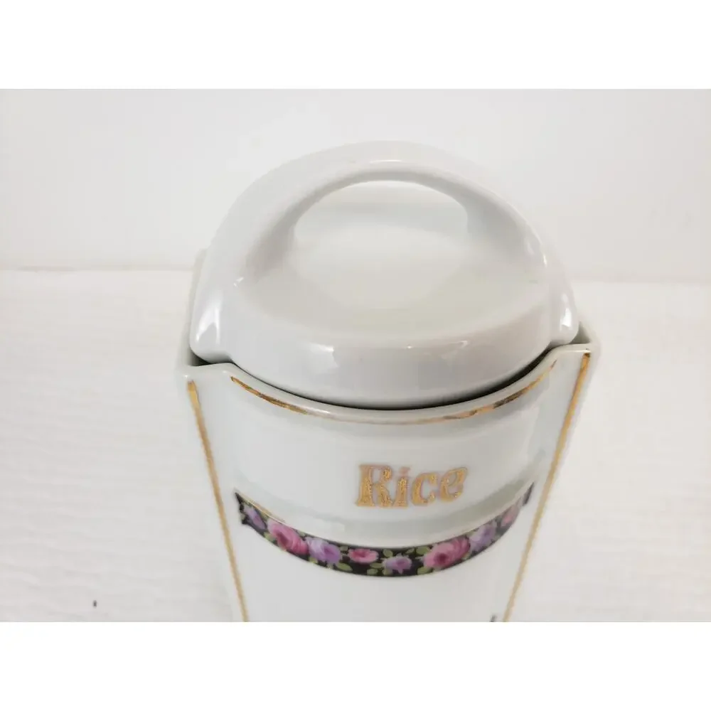 Antique Artikel 2388 German Porcelain Lusterware Canisters Set of 3